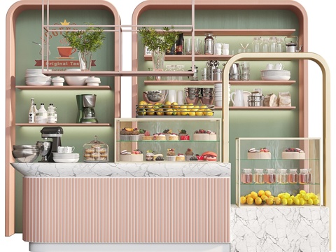 现代咖啡角配甜点3d模型