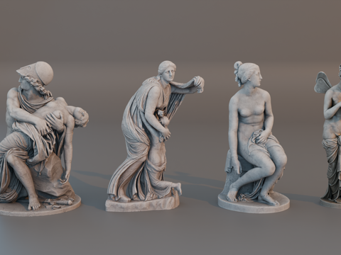 雕像 石像 欧式复古雕像 神话雕像 人物雕像su模型