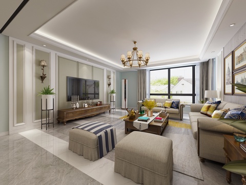  美式简美风格模型还可以的3d模型 