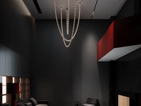 黑白灰客厅su模型