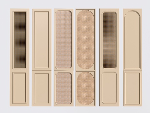 奶油风衣柜门 门板 家具门 藤编镂空柜门su模型