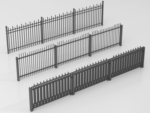 现代铁艺栏杆 护栏 围栏 防护栏 栏杆su模型