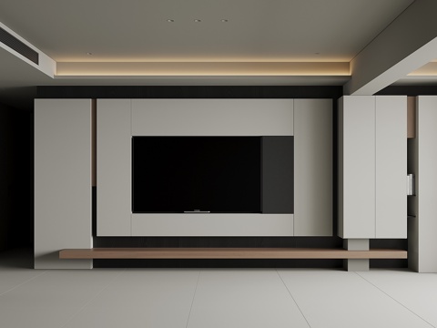  现代电视背景墙3d模型 