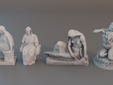 雕像 石像 欧式复古雕像 神话雕像 人物雕像su模型