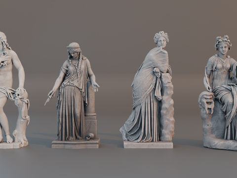 雕像 石像 欧式复古雕像 神话雕像 人物雕像su模型