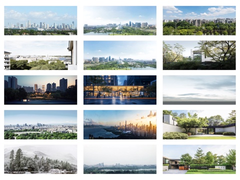 现代环绕背景 户外背景 城市植被环绕背景su模型