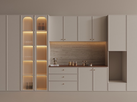 餐边柜 酒柜 柜门 饰品su模型