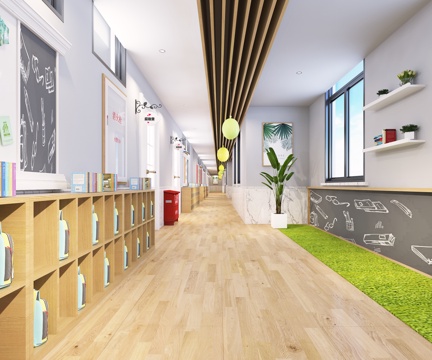  现代幼儿园走廊13d模型 