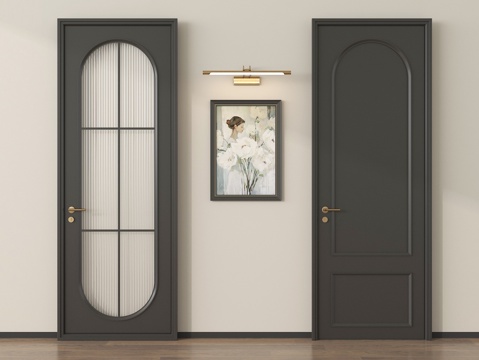 法式单开门 玻璃门卧室门 厨房门浴室门su模型