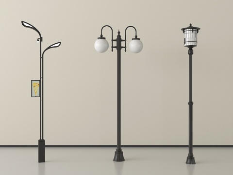 法式路灯 庭院灯 户外灯su模型