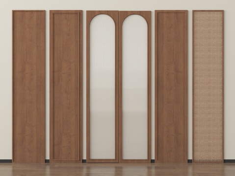 侘寂风衣柜门板 藤编门板su模型