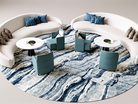 现代沙发茶几组合_休闲椅_单椅_单人沙发_弧形沙发_洽谈桌椅su模型