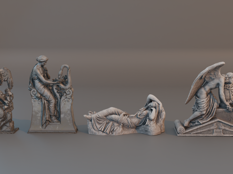 雕像 石像 欧式复古雕像 神话雕像 人物雕像su模型