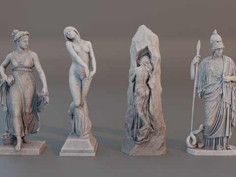 雕像 石像 欧式复古雕像 神话雕像 人物雕像su模型