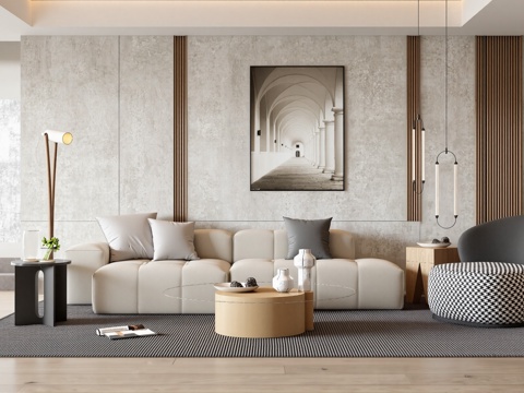 现代网红客厅su模型