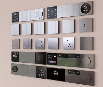 现代开关 插座组合 智能控制面板su模型