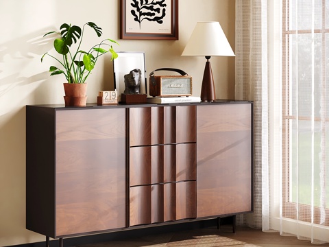 中古侘寂玄关柜 边柜 餐边柜 收纳储物柜 斗柜su模型