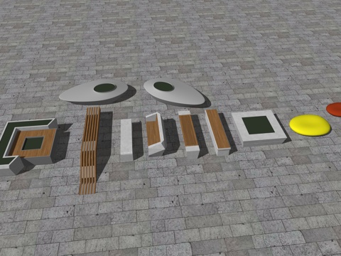 现代景观座凳su模型