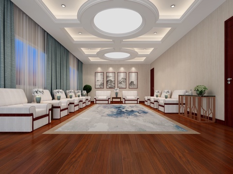  新中式接待室3D模型3d模型 