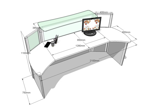 办公工位 办公班台 办公家具 工位 办公室 屏风工位su模型