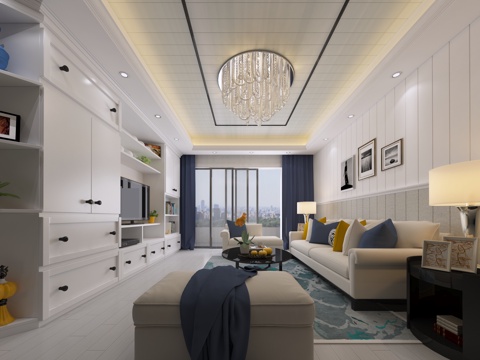  现代客厅 沙发组合 电视柜3d模型 