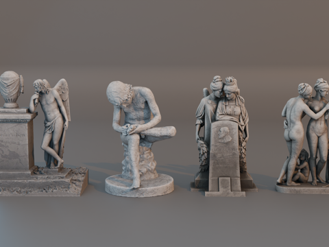 雕像 石像 欧式复古雕像 神话雕像 人物雕像su模型