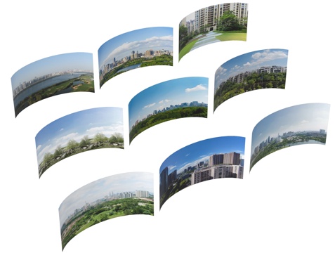  现代环绕背景 户外背景 城市植被环绕背景3d模型 