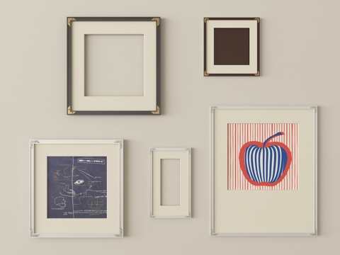 现代装饰挂画 画框su模型