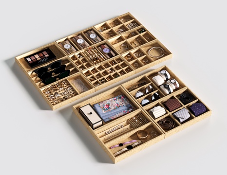 现代首饰柜 首饰收纳盒 手表 珠宝首饰 岛台首饰柜su模型