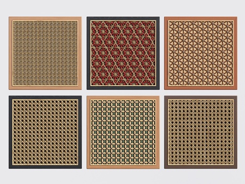  中古侘寂衣柜门 门板 藤编衣柜门 竹编柜门 编织柜门3d模型 