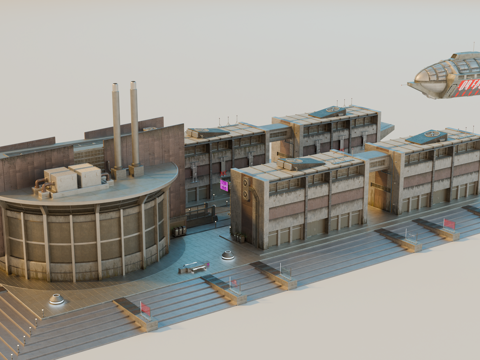 工业建筑 赛博朋克建筑 科幻建筑 城市建筑 工业城市建筑su模型