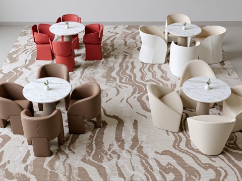 四套网红洽谈桌椅组合su模型