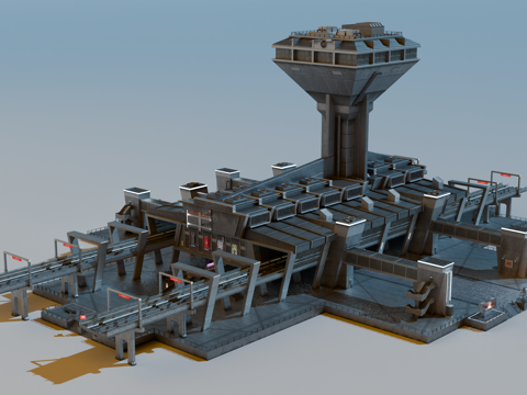 工业建筑 赛博朋克建筑 科幻建筑 城市建筑 工业城市建筑su模型