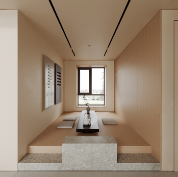 现代榻榻米茶室su模型