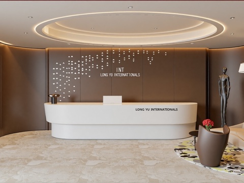 现代大堂前台su模型