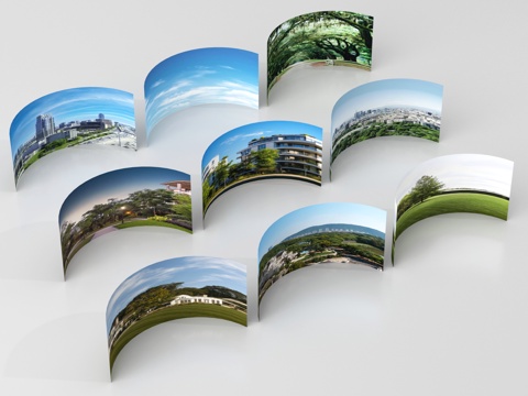 现代环绕背景 户外背景 城市植被环绕背景su模型