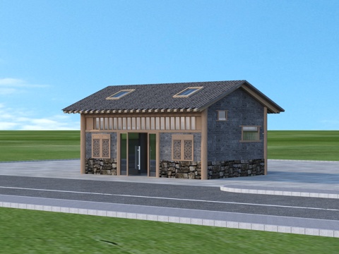 民宿 木屋 建筑 乡村小屋3d模型 