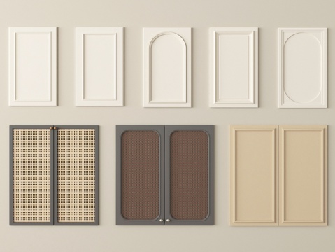  中古风柜门 门板 藤编门板3d模型 