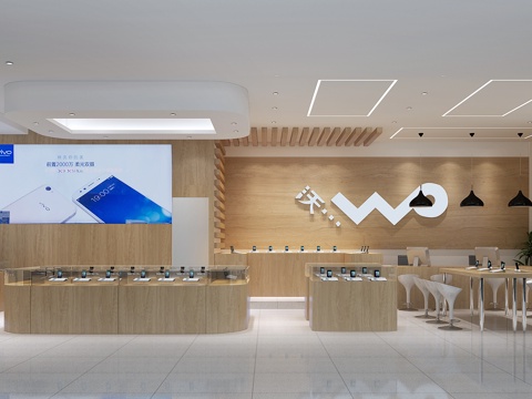  现代联通营业厅 手机店 手机柜台 手机广告3d模型 