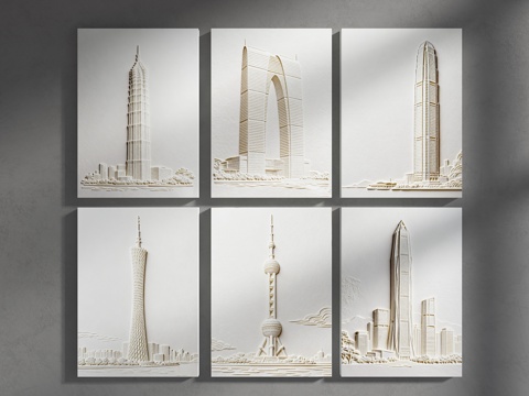 现代装饰画 石膏装饰挂件 建筑石膏装饰 墙面装饰 墙面挂件su模型