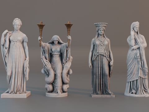 雕像 石像 欧式复古雕像 神话雕像 人物雕像su模型