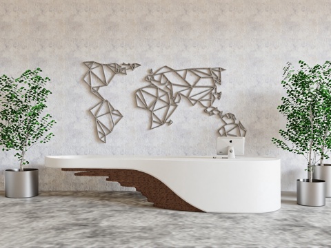 现代大堂前台su模型