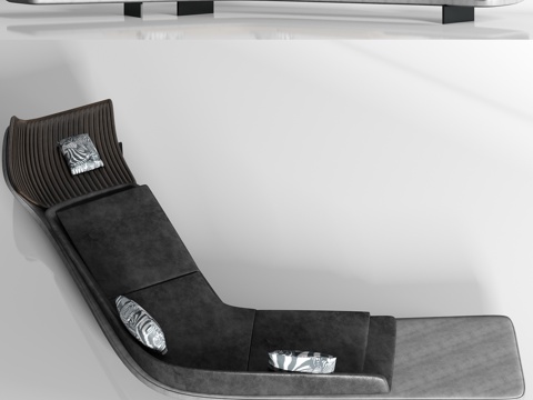 后现代休闲异形办公皮革多人沙发枕头组合3d模型