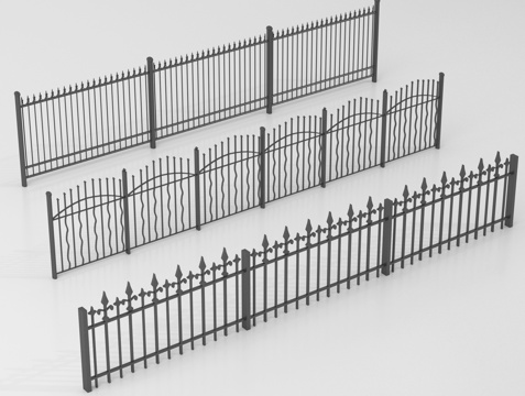 现代铁艺栏杆 护栏 围栏 防护栏 栏杆su模型
