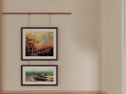 现代艺术装饰挂画su模型