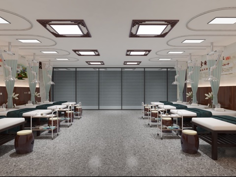  中式中医院针灸室3d模型 