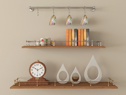 现代墙面置物架 摆件 墙饰su模型