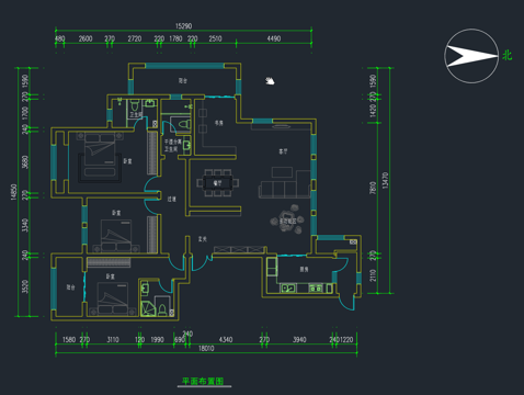 家装平面布置图顶棚布置图卧室立面图客厅立面图卫生间立面图cad施工图