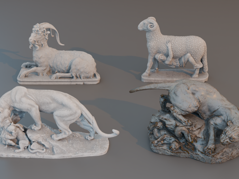 雕像 石像 欧式复古雕像 神话雕像 动物雕像su模型