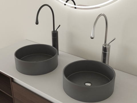 现代台上盆 洗手盆 水龙头su模型